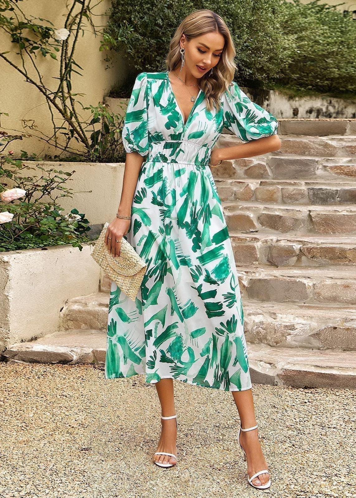 Robe Midi Femme avec Décolleté en V Lucyle