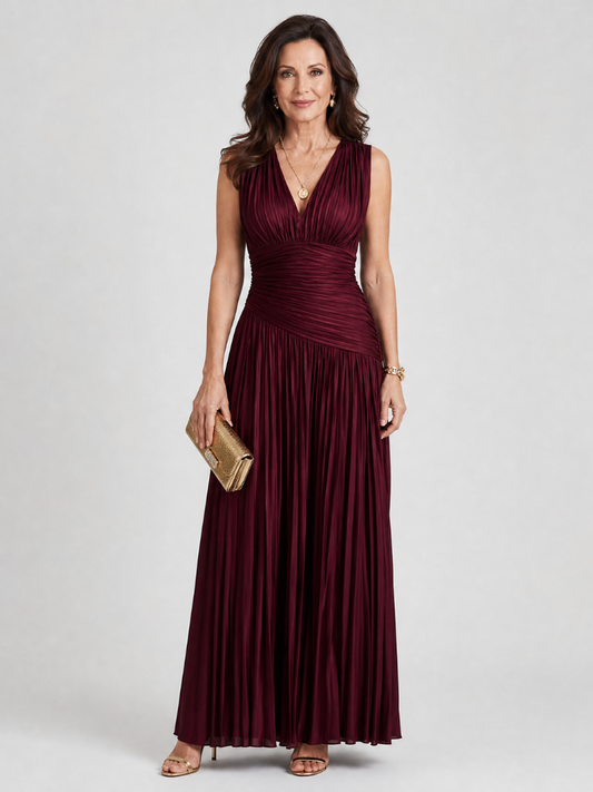 Robe Midi Femme avec Décolleté en V Plissé Lucyle