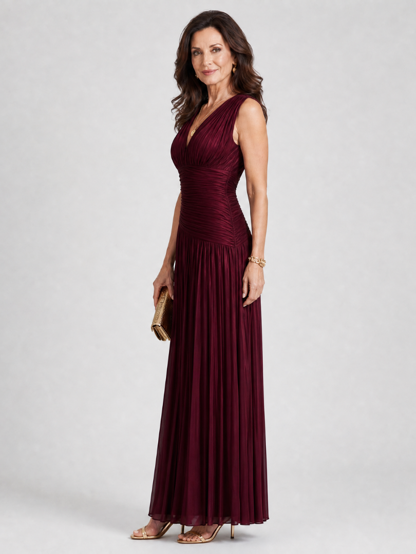 Robe Midi Femme avec Décolleté en V Plissé Lucyle