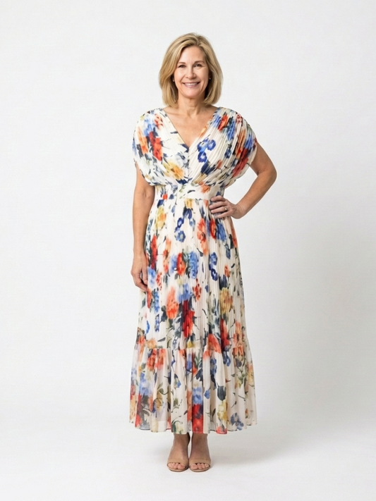 Robe Midi Femme avec Design Plissé Lucyle
