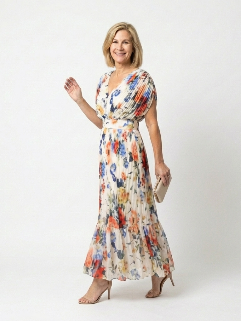 Robe Midi Femme avec Design Plissé Lucyle