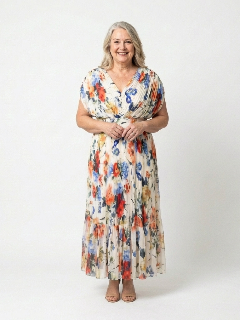 Robe Midi Femme avec Design Plissé Lucyle