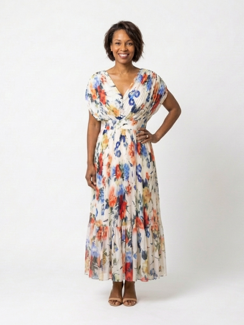 Robe Midi Femme avec Design Plissé Lucyle