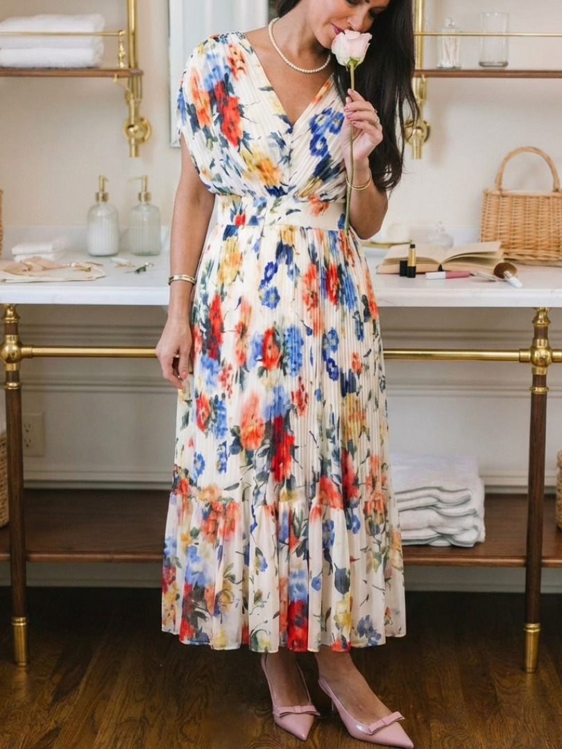 Robe Midi Femme avec Design Plissé Lucyle