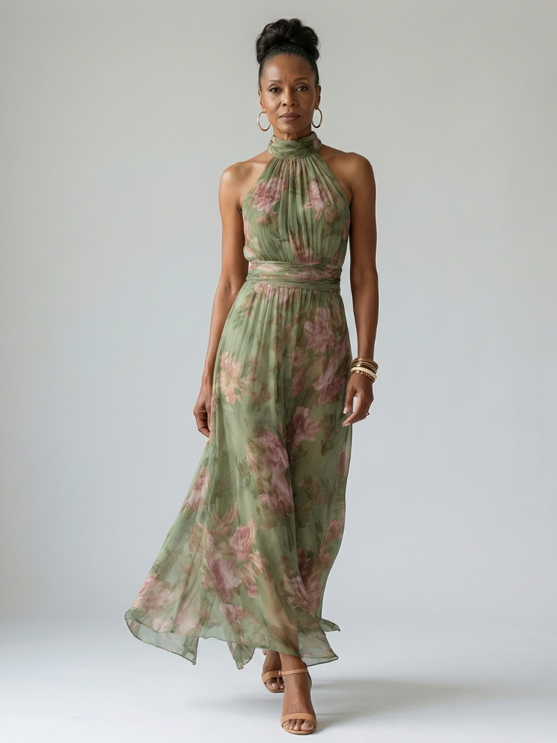 Robe Midi Femme avec Dos Nu Volanté Lucyle