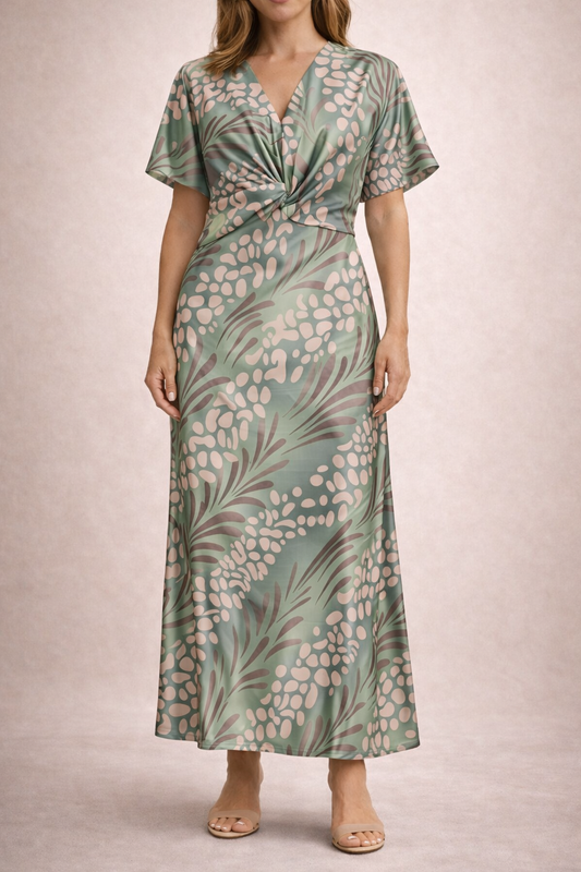 Robe Midi Femme avec Drapé Élégant Lucyle