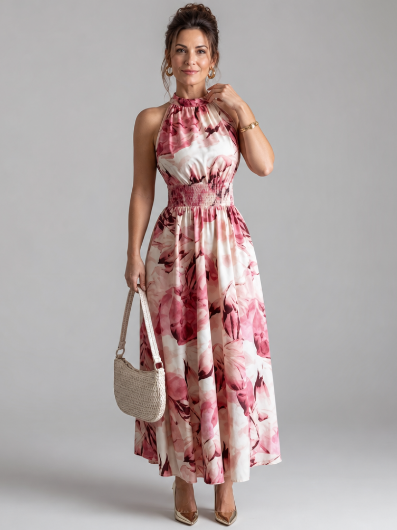 Robe Midi Femme avec Imprimé Abstrait Lucyle