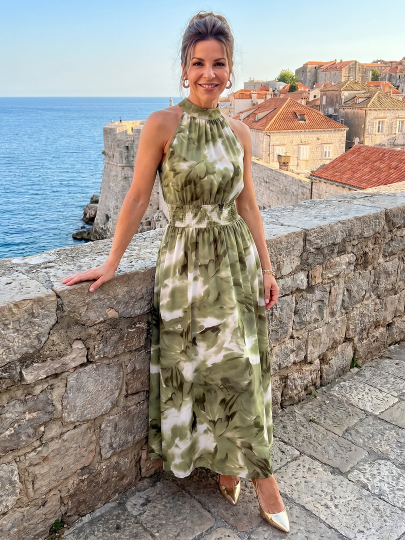 Robe Midi Femme avec Imprimé Abstrait Lucyle