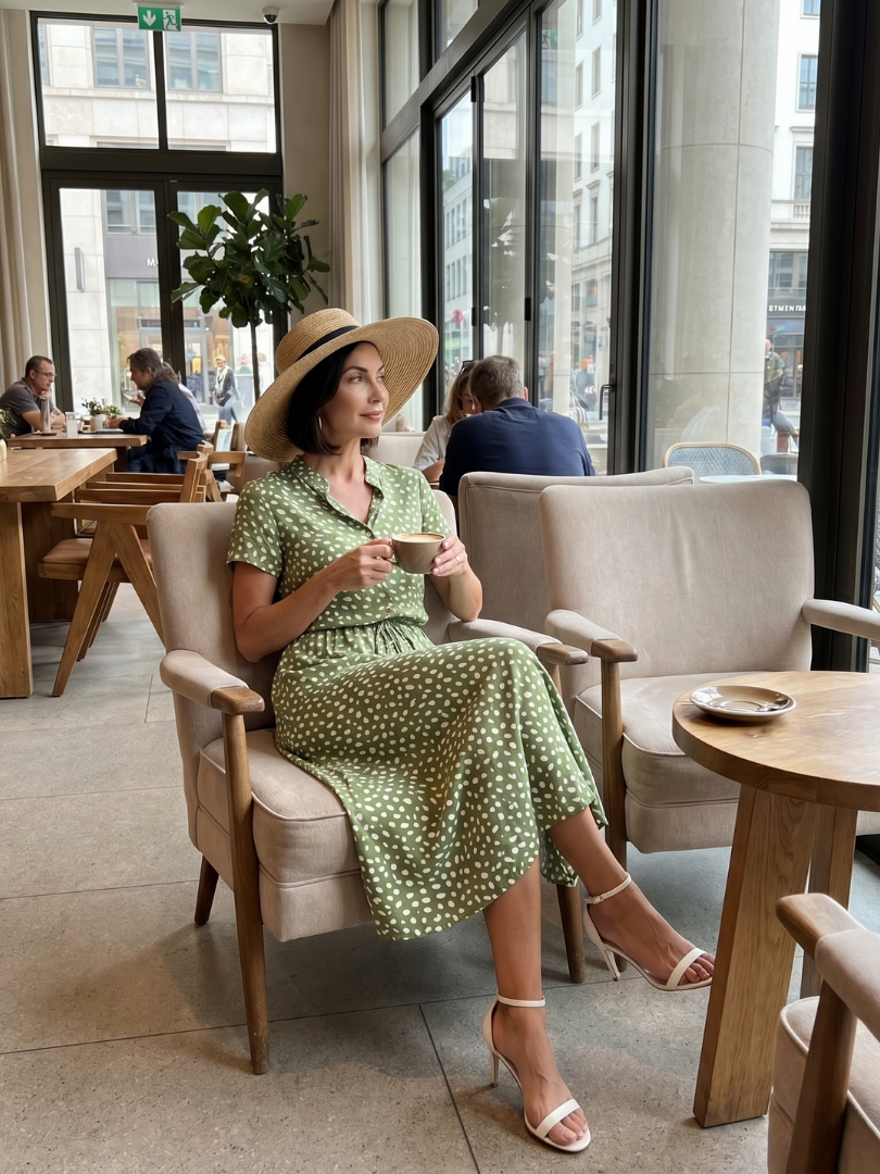 Robe Midi Femme avec Imprimé Doux Lucyle
