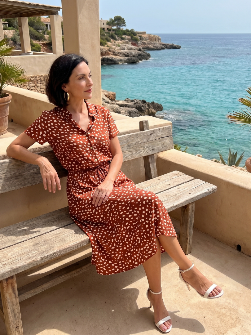 Robe Midi Femme avec Imprimé Doux Lucyle