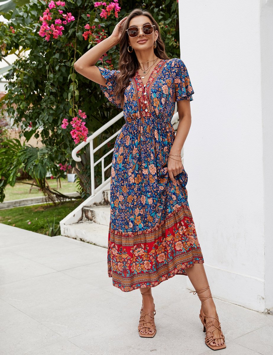 Robe Midi Femme avec Imprimé Floral Lucyle