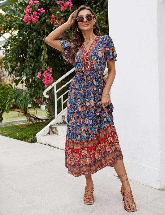 Robe Midi Femme avec Imprimé Floral Lucyle