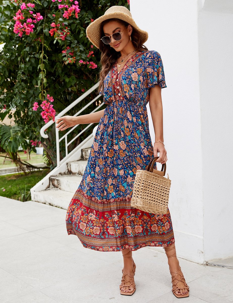 Robe Midi Femme avec Imprimé Floral Lucyle