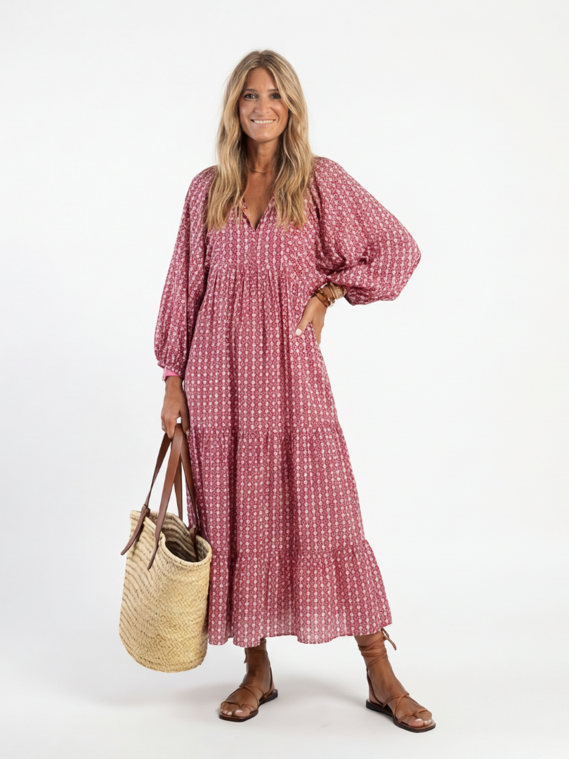 Robe Midi Femme avec Imprimé Géométrique Flatteur Lucyle