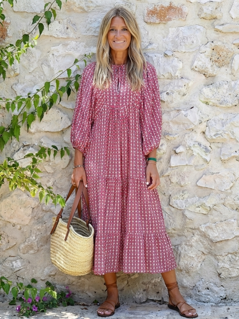 Robe Midi Femme avec Imprimé Géométrique Flatteur Lucyle