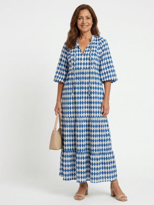 Robe Midi Femme avec Imprimé Losange Lucyle