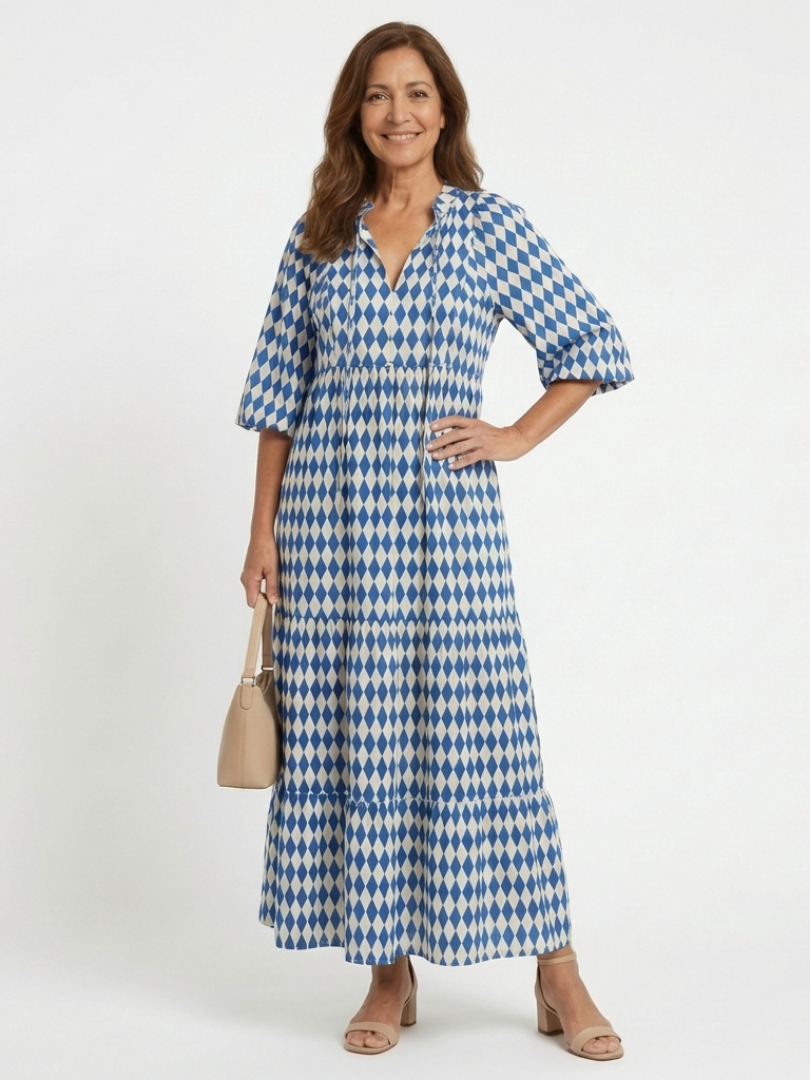 Robe Midi Femme avec Imprimé Losange Lucyle