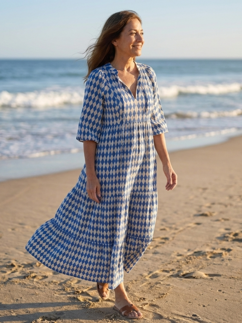 Robe Midi Femme avec Imprimé Losange Lucyle