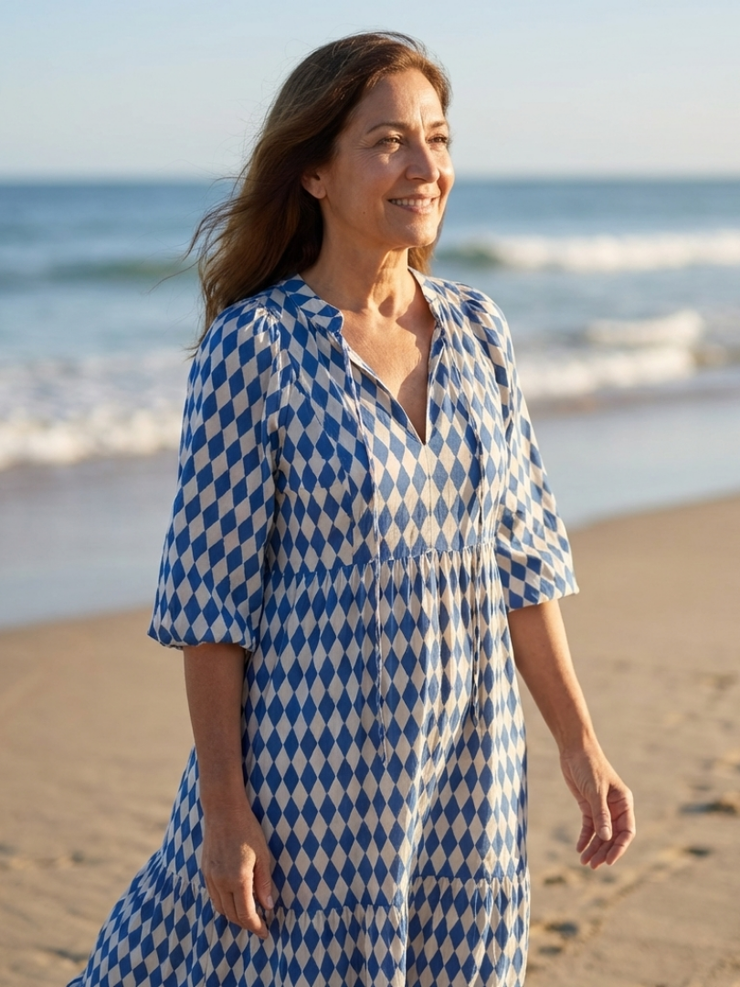 Robe Midi Femme avec Imprimé Losange Lucyle