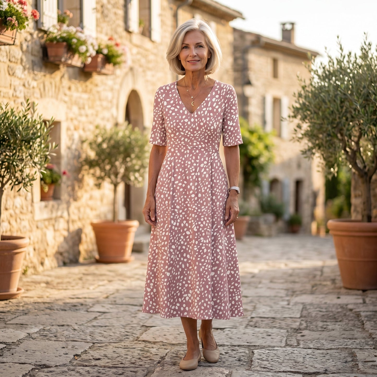 Robe Midi Femme avec Imprimé à Pois Lucyle