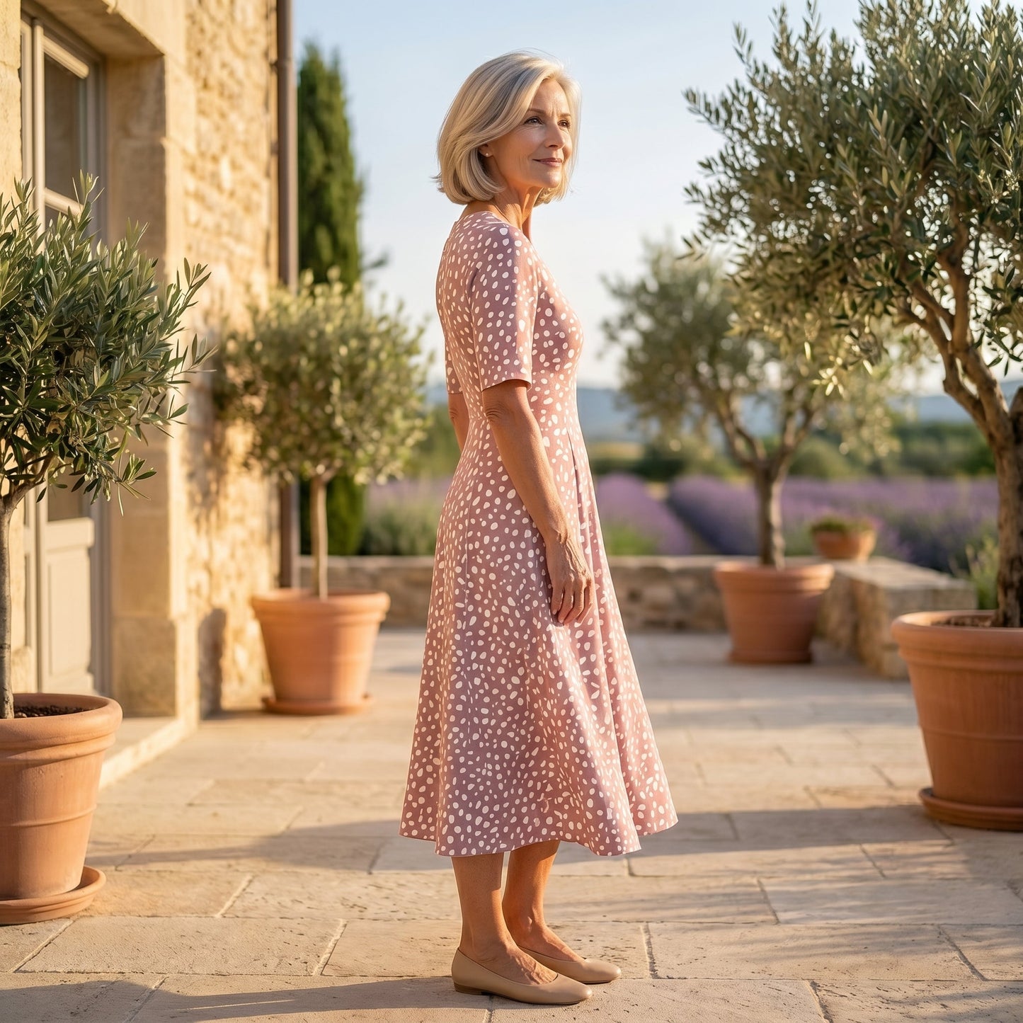 Robe Midi Femme avec Imprimé à Pois Lucyle