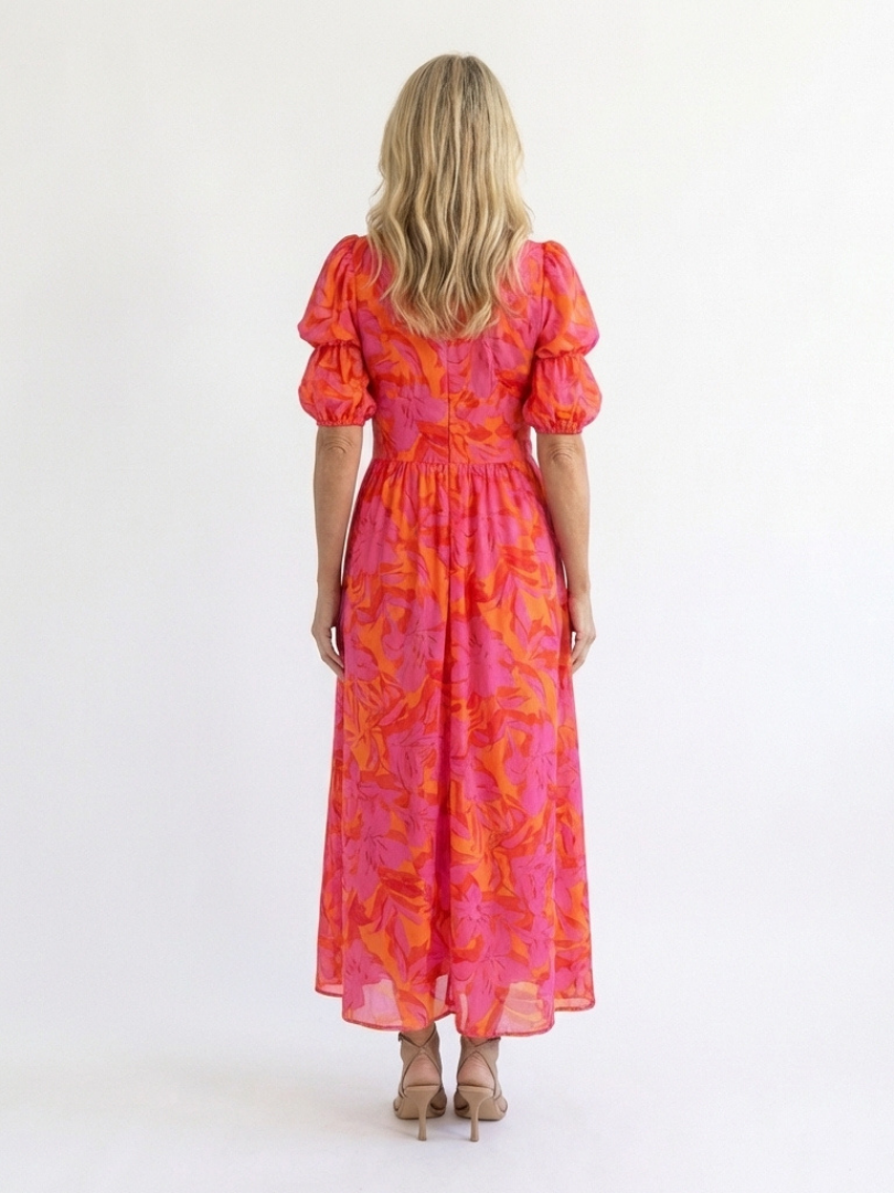 Robe Midi Femme avec Manches Bouffantes Chic Lucyle