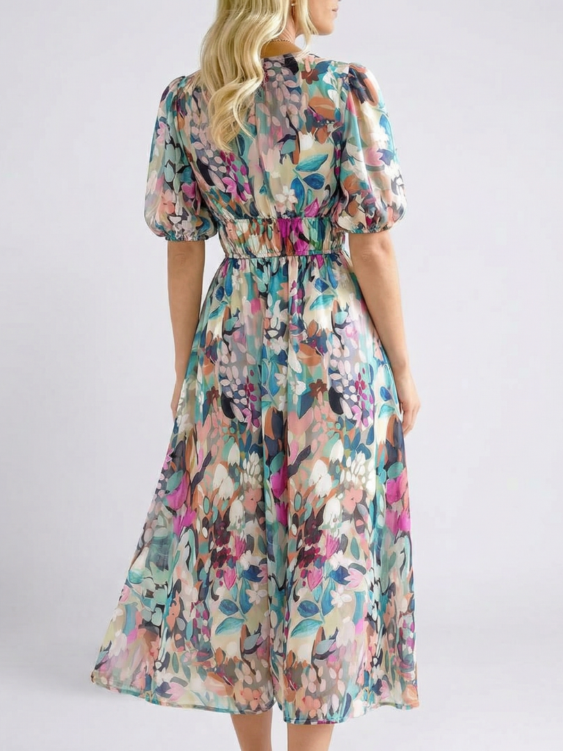 Robe Midi Femme avec Manches Courtes Chic Lucyle