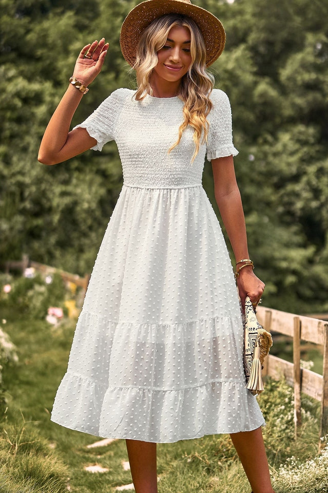 Robe Midi Femme avec Manches Courtes Lucyle