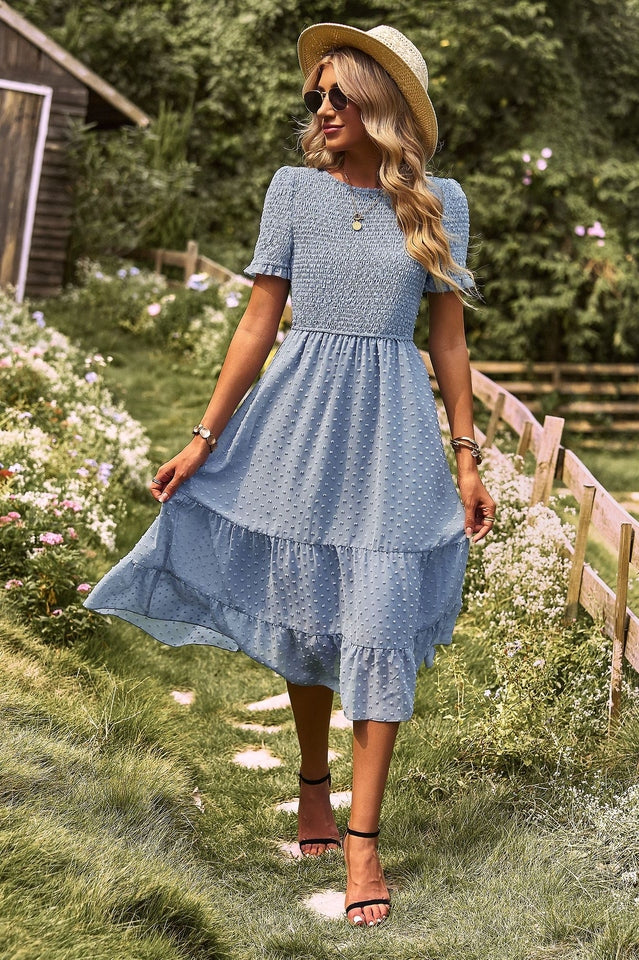 Robe Midi Femme avec Manches Courtes Lucyle