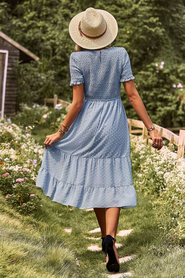 Robe Midi Femme avec Manches Courtes Lucyle