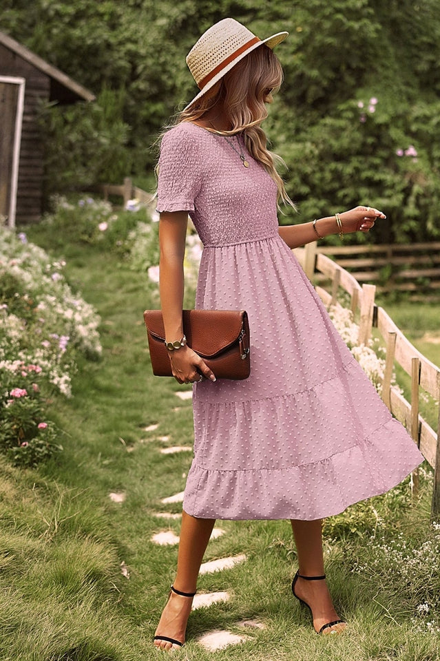 Robe Midi Femme avec Manches Courtes Lucyle