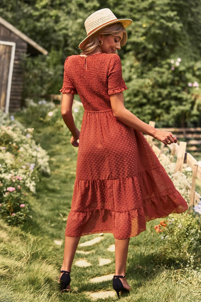 Robe Midi Femme avec Manches Courtes Lucyle