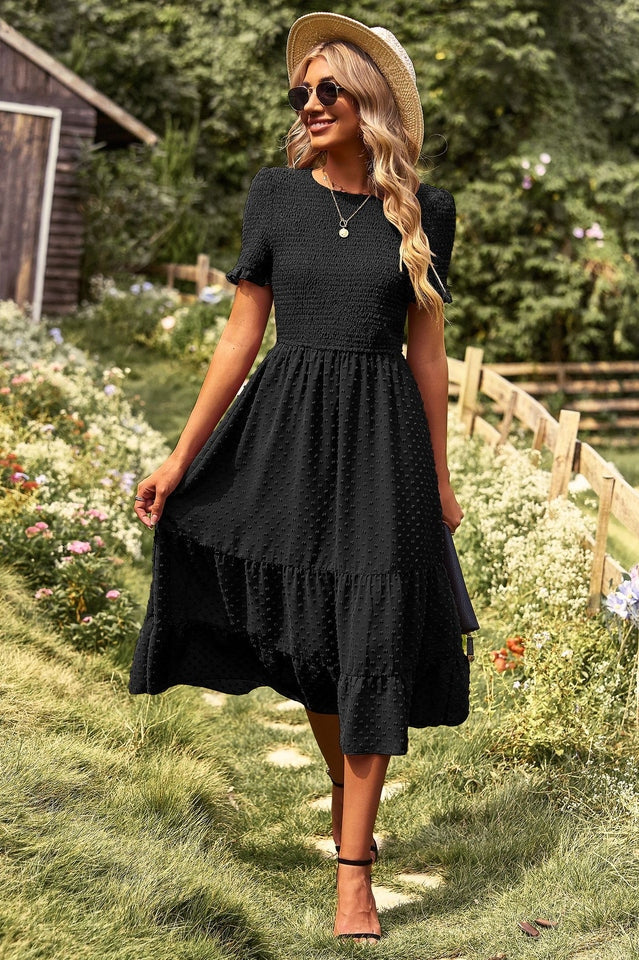 Robe Midi Femme avec Manches Courtes Lucyle