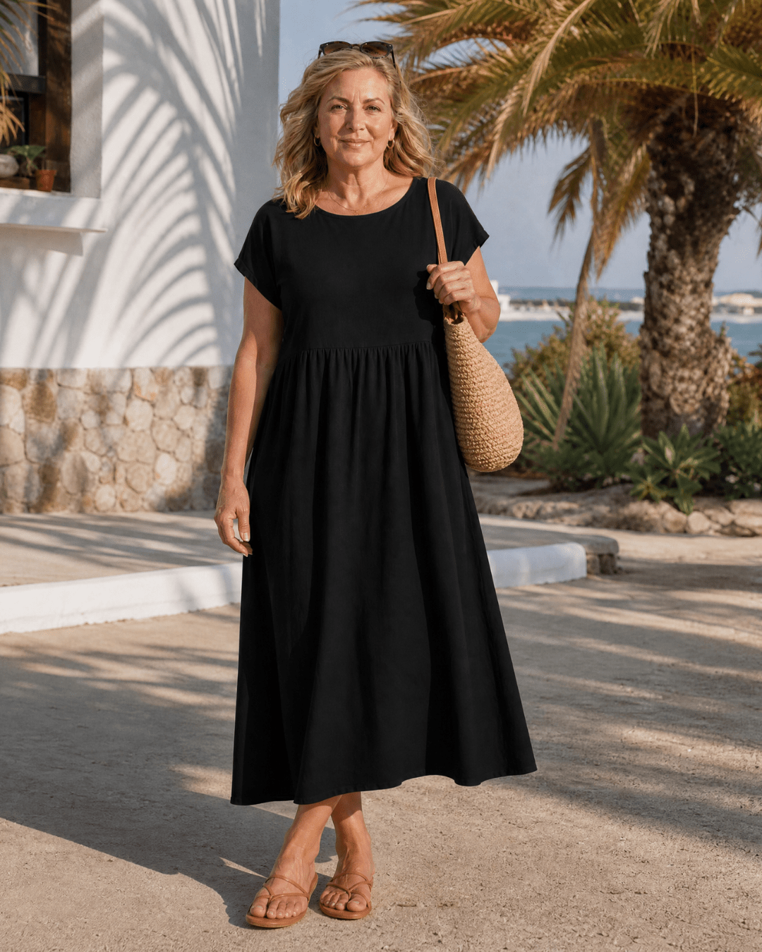 Robe Midi Femme avec Manches Courtes et Poches Lucyle