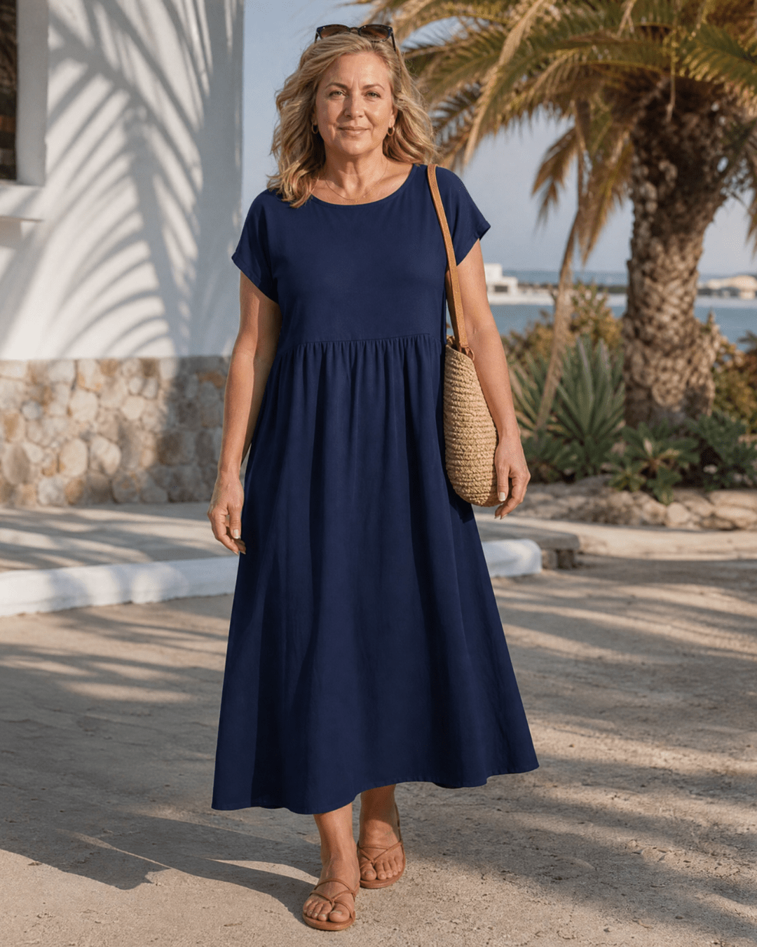 Robe Midi Femme avec Manches Courtes et Poches Lucyle