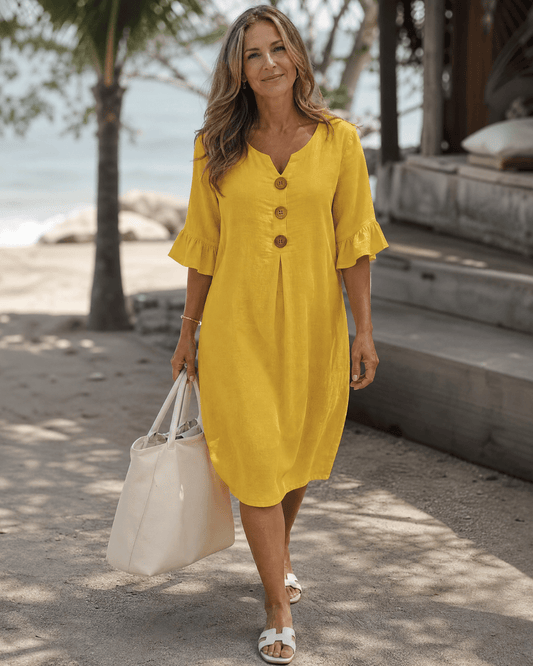 Robe Midi Femme avec Manches Ruchées Lucyle