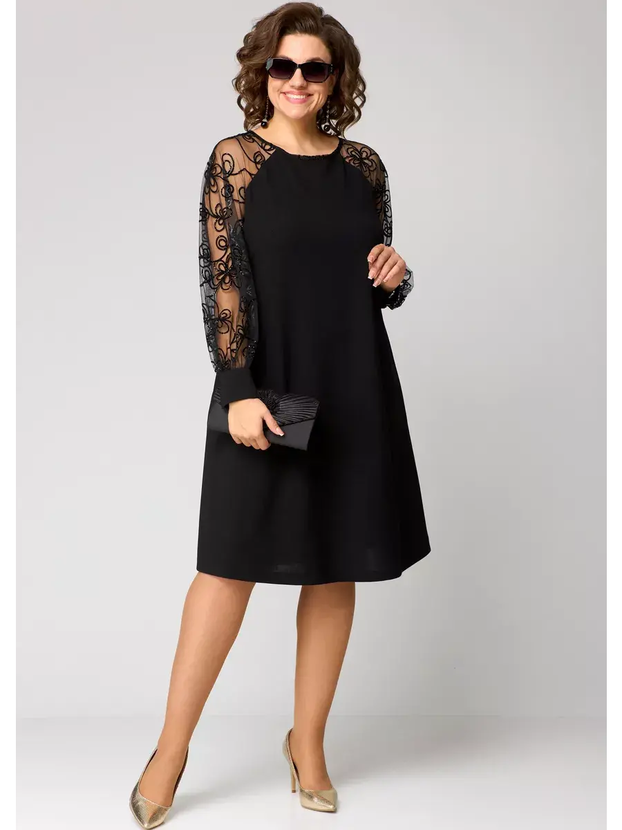 Robe Midi Femme avec Manches Transparentes Lucyle