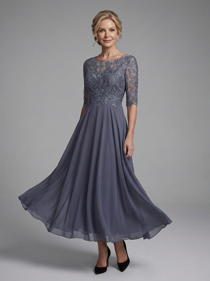 Robe Midi Femme avec Manches Transparentes Lucyle