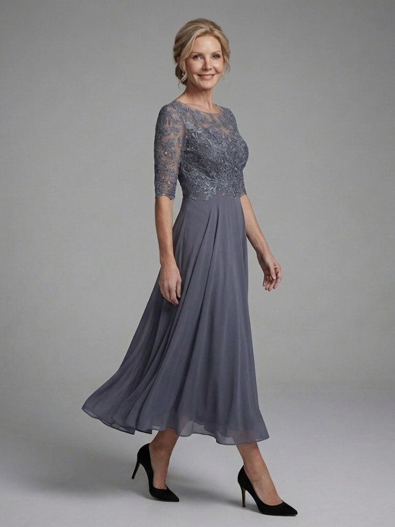 Robe Midi Femme avec Manches Transparentes Lucyle