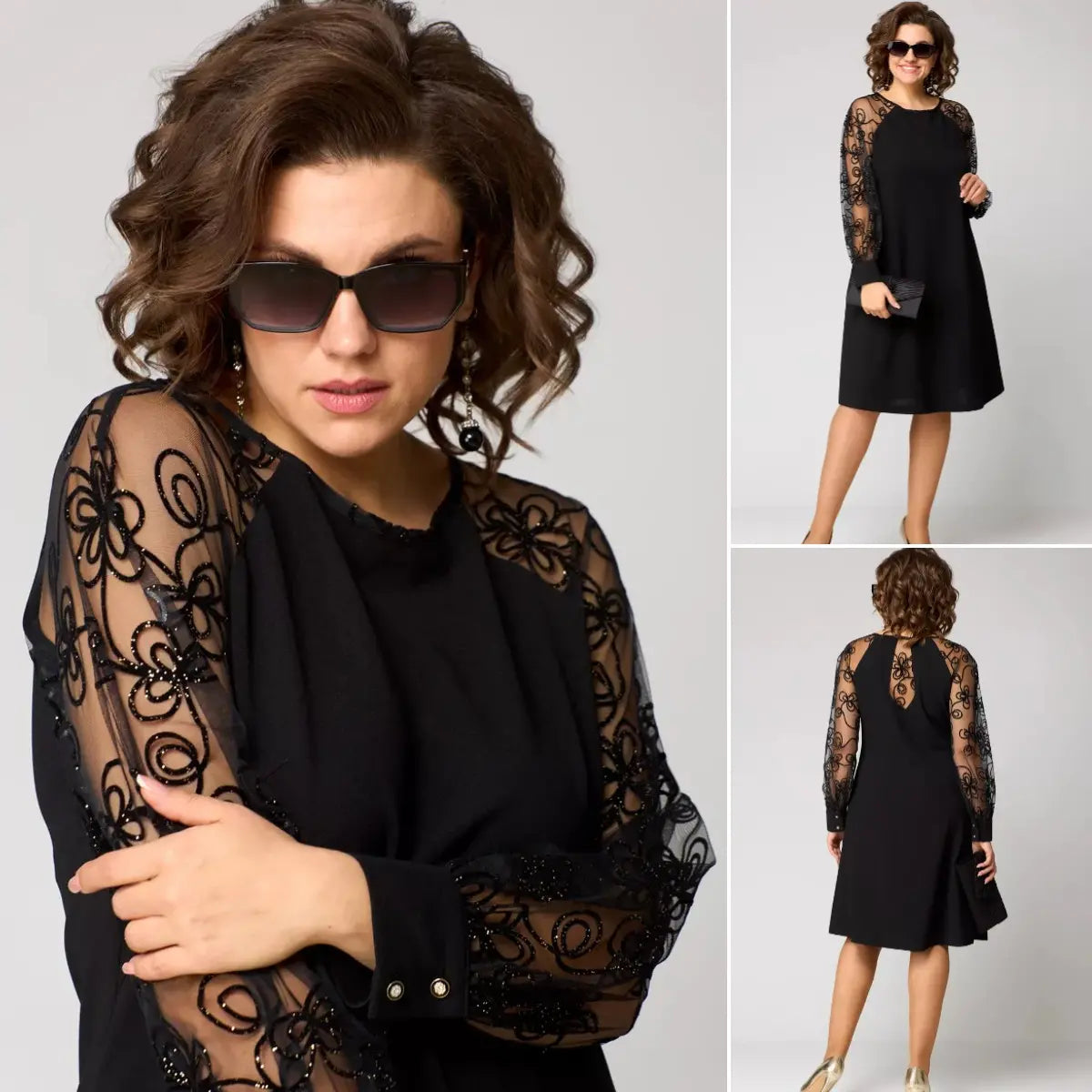 Robe Midi Femme avec Manches Transparentes Lucyle