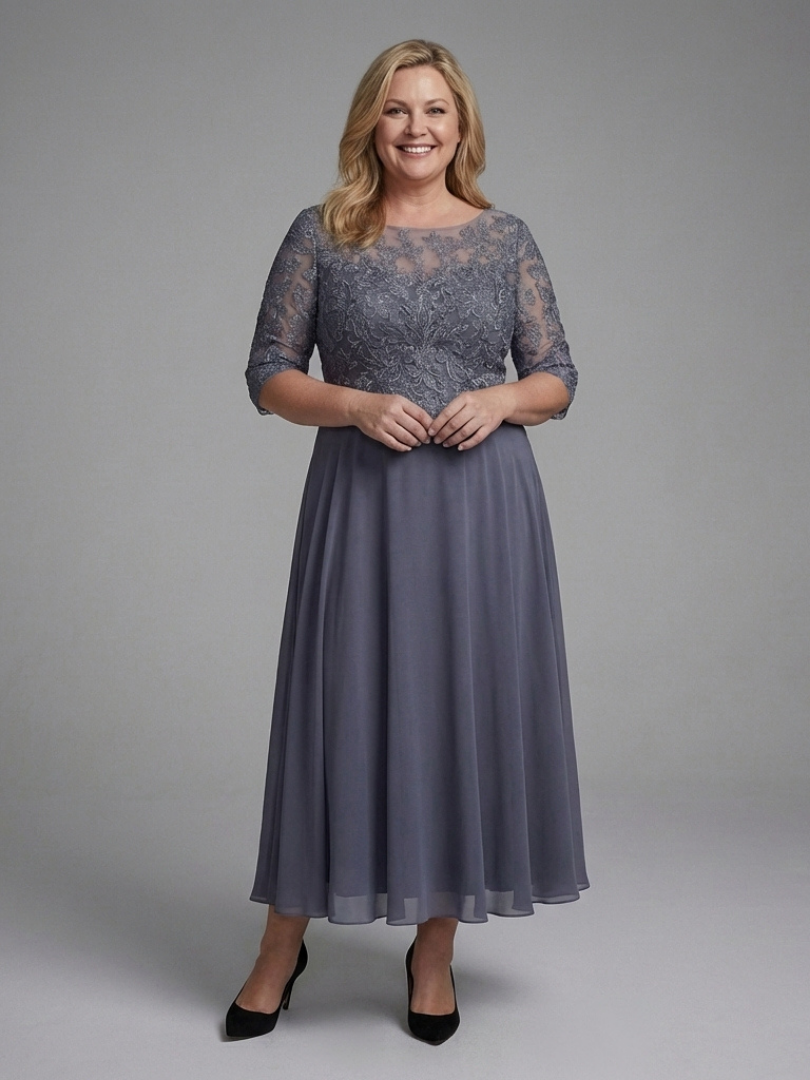 Robe Midi Femme avec Manches Transparentes Lucyle