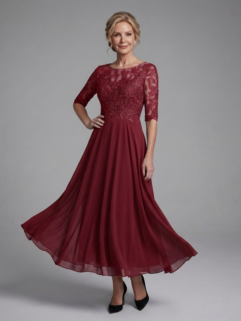 Robe Midi Femme avec Manches Transparentes Lucyle