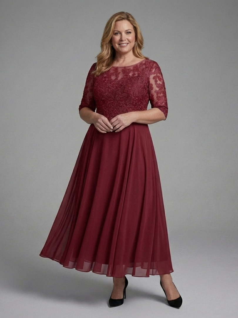 Robe Midi Femme avec Manches Transparentes Lucyle