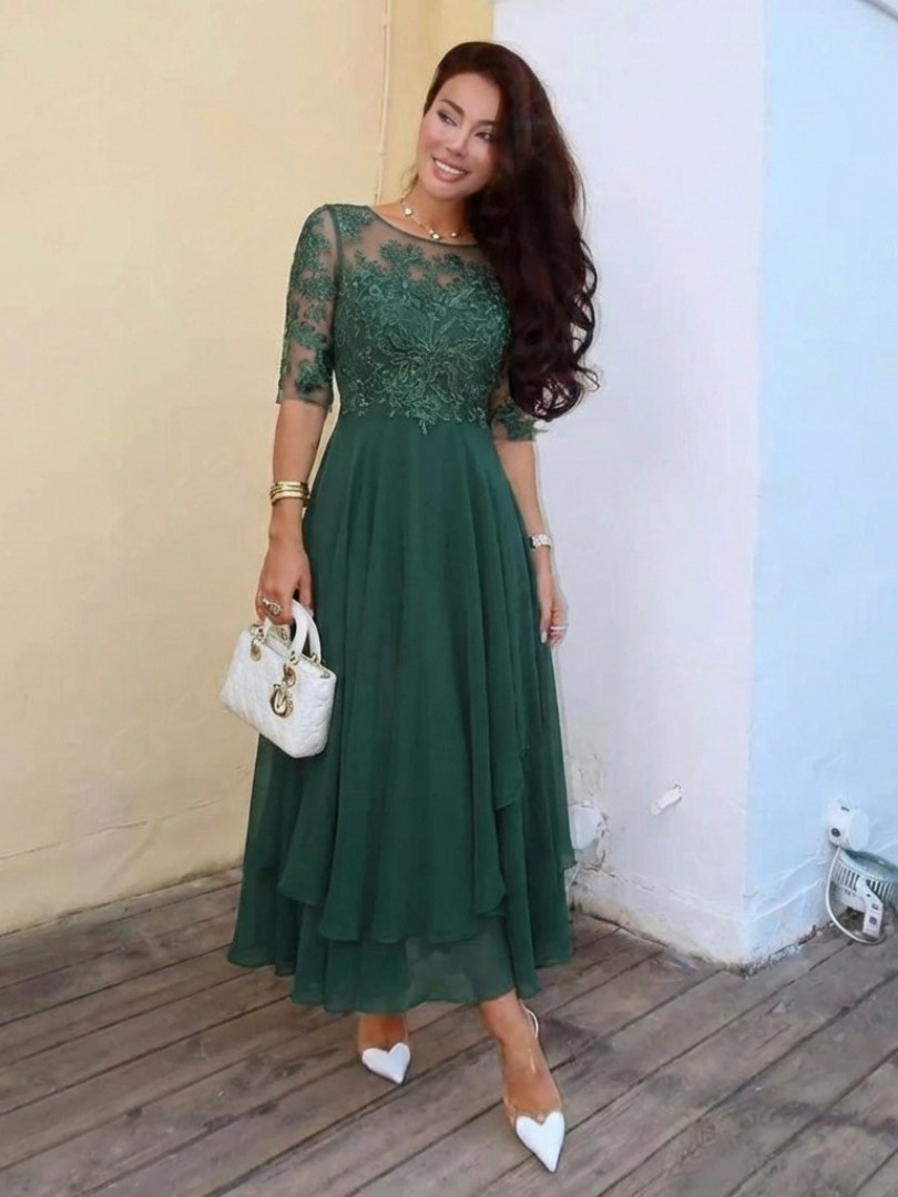 Robe Midi Femme avec Manches Trois-Quarts Lucyle