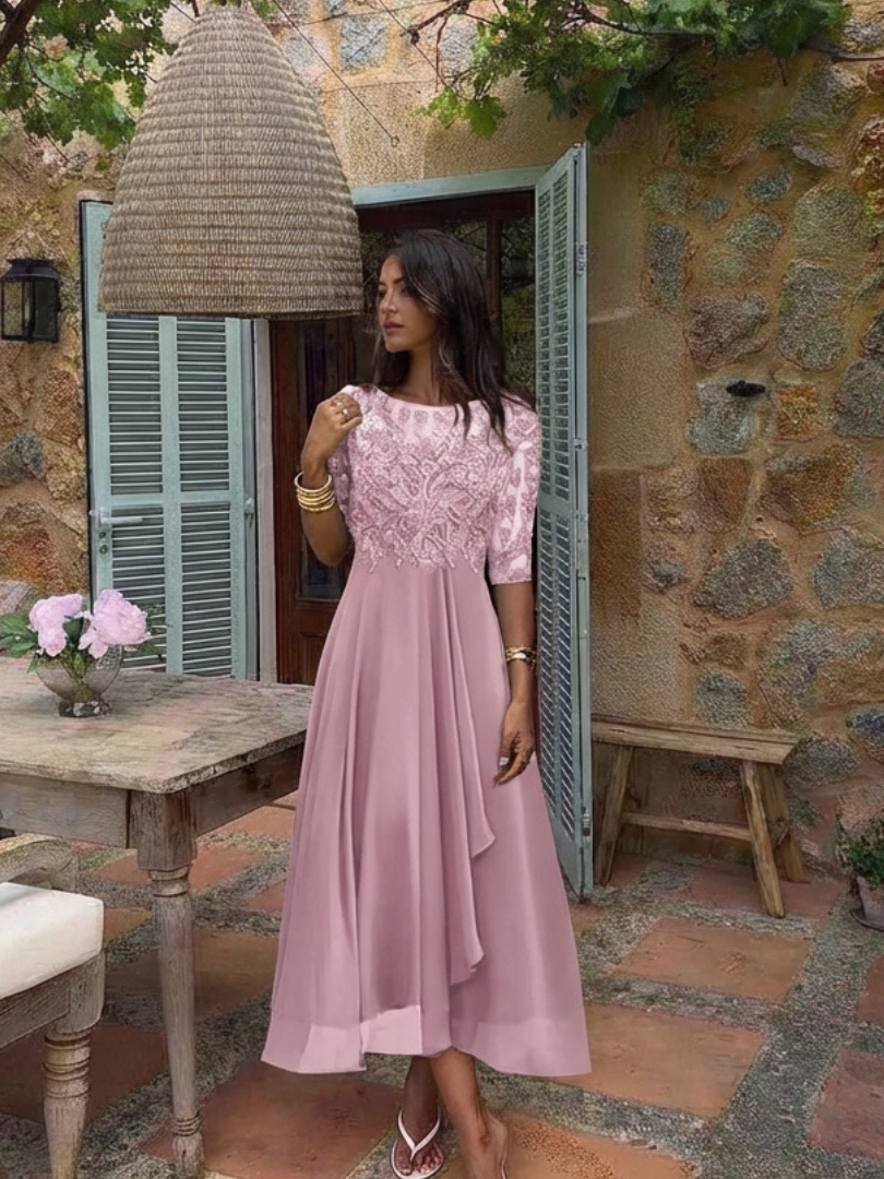 Robe Midi Femme avec Manches Trois-Quarts Lucyle