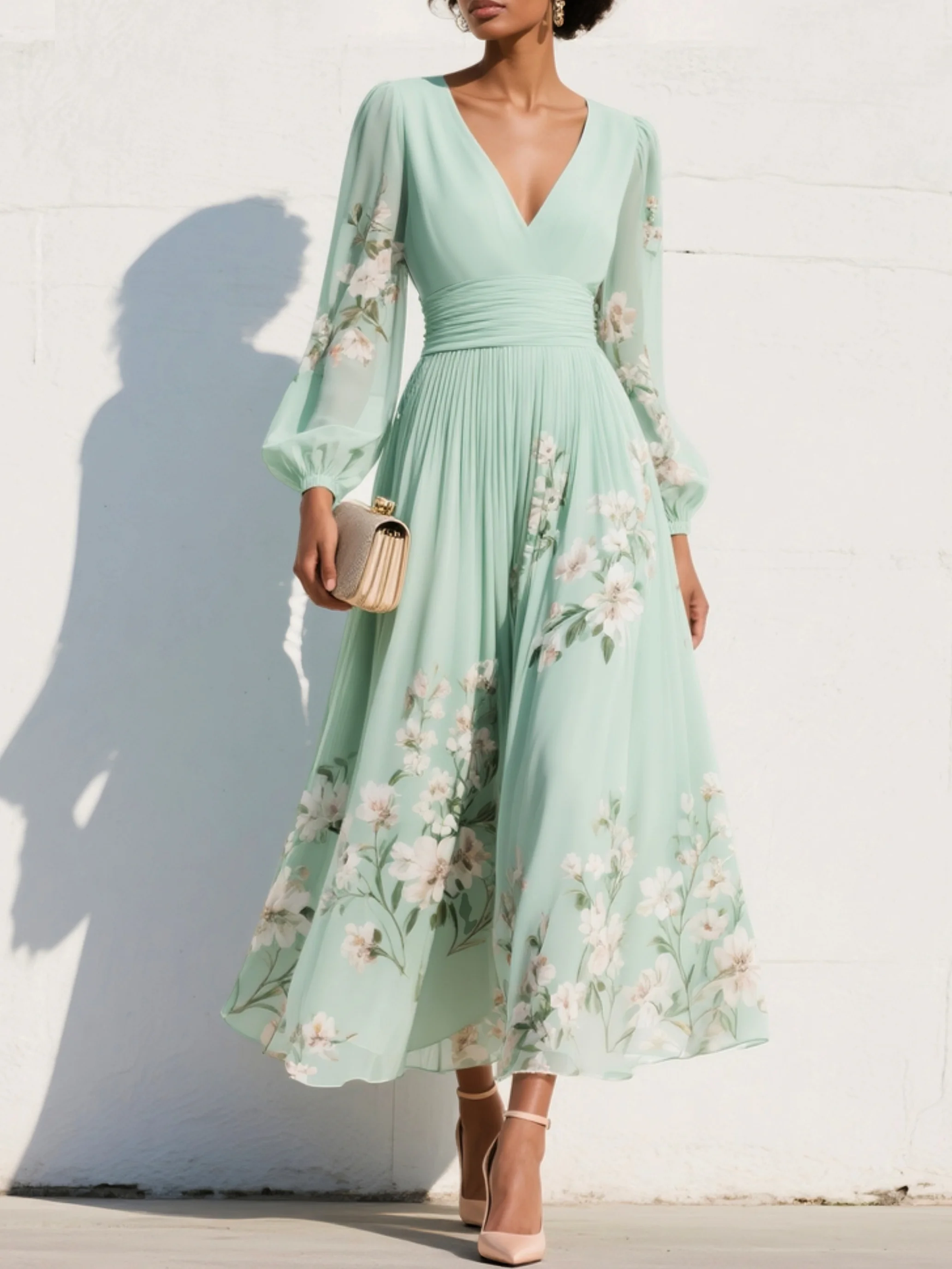 Robe Midi Femme avec Motif Floral Élégant Lucyle