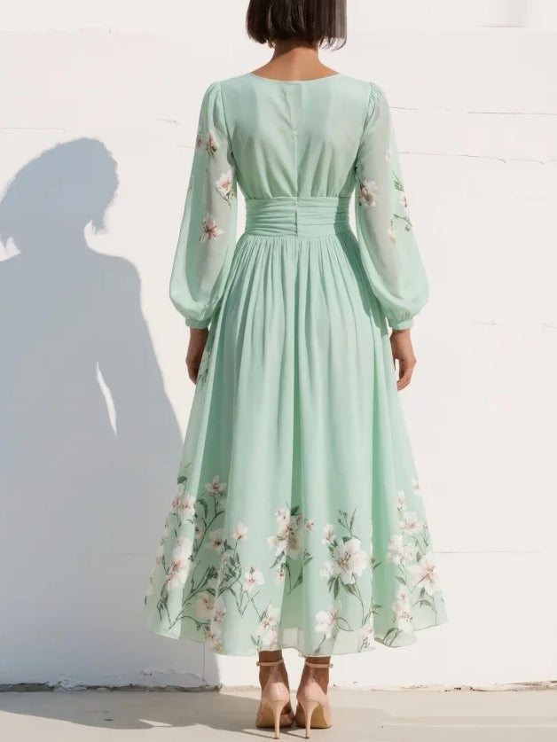 Robe Midi Femme avec Motif Floral Élégant Lucyle