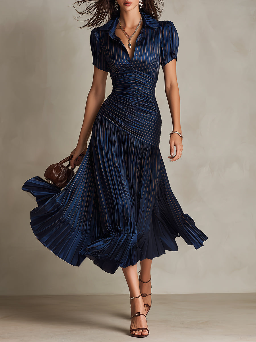 Robe Midi Femme avec Rayures Rétro Lucyle