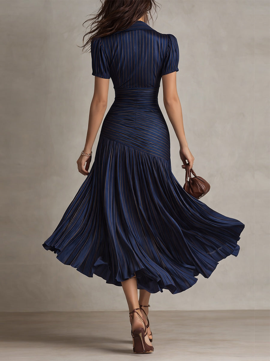 Robe Midi Femme avec Rayures Rétro Lucyle