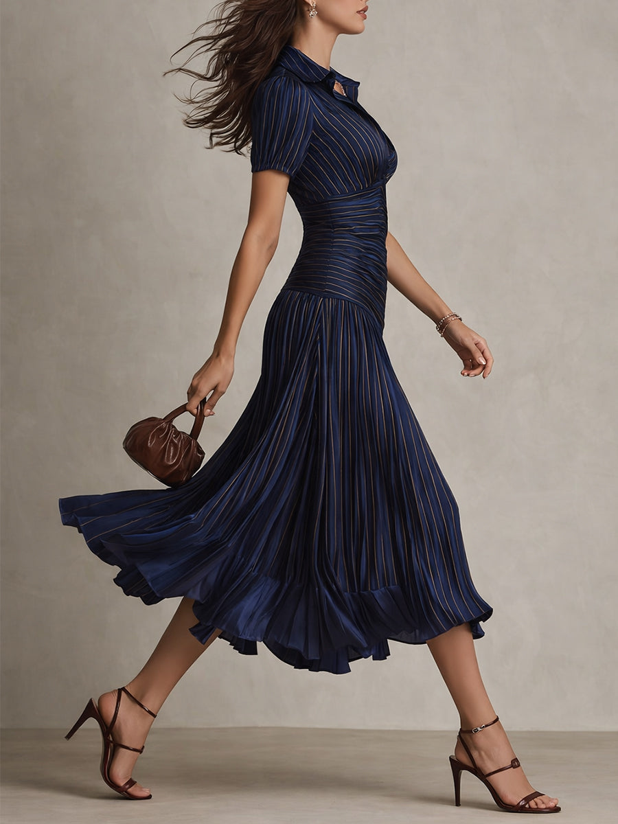 Robe Midi Femme avec Rayures Rétro Lucyle